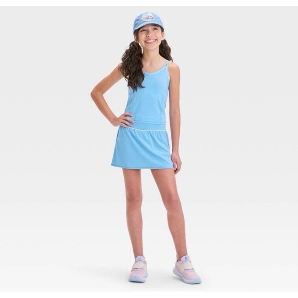 Girls' Everyday Soft Piped Skort - All In Motion Mid Rise Blue NWT